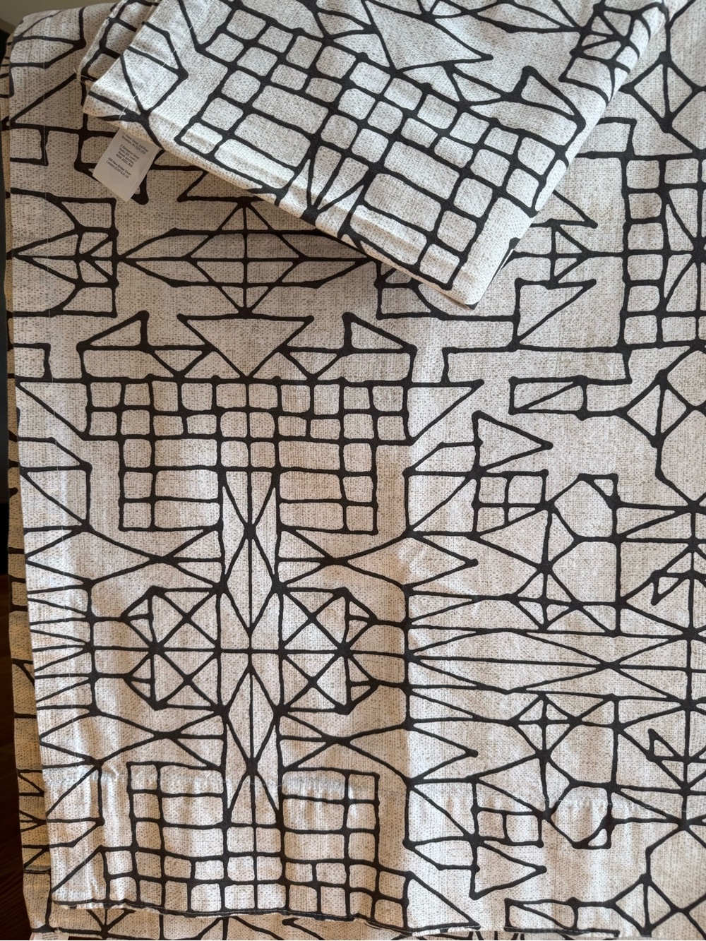 West Elm Black on Cream Geometric Curtain Panel Set 47” x 80” panels